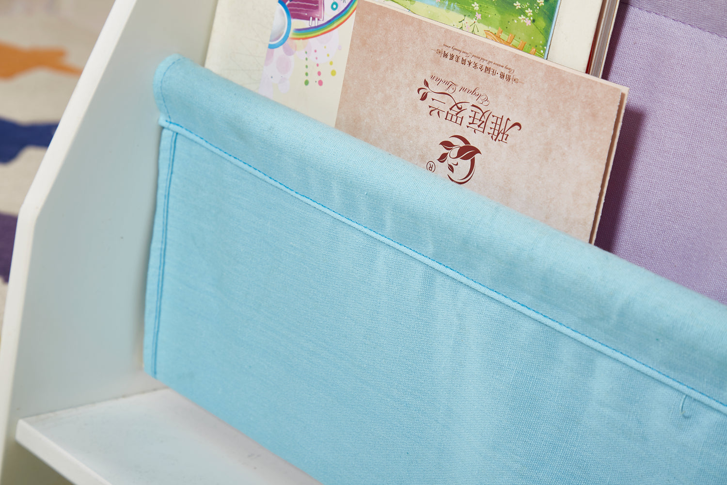 ALL 4 KIDS Charlie White Kids Wooden Canvas Sling Magazine Bookcase