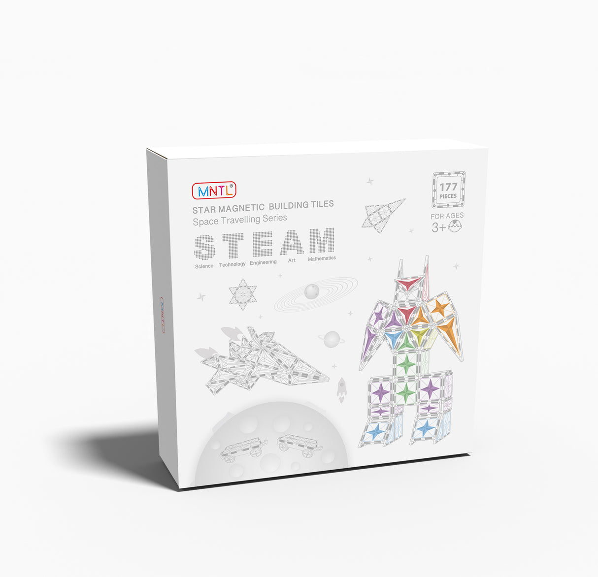 MNTL Pastel Space Travelling Magnetic Tile Set 177 Pcs