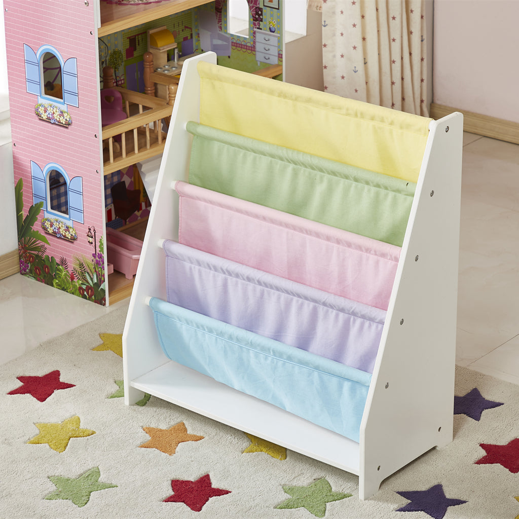 ALL 4 KIDS Charlie White Kids Wooden Canvas Sling Magazine Bookcase