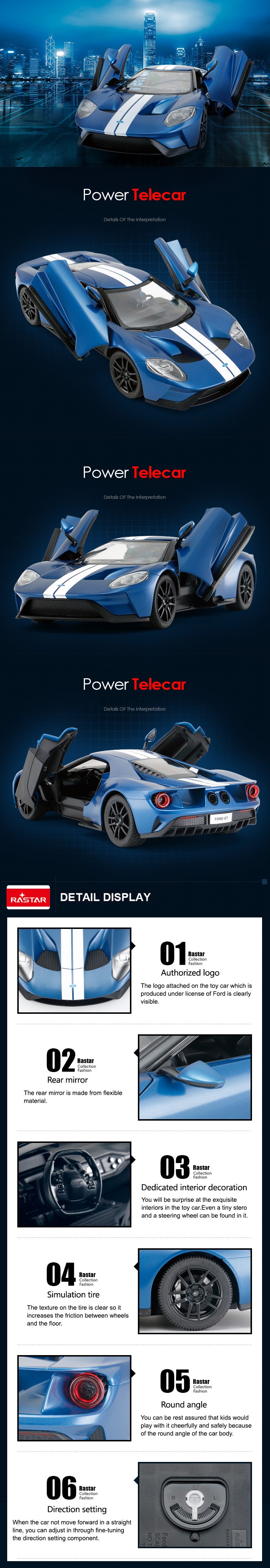 Rastar Licensed 27MHz 1:14 Radio Control Car - Ford GT