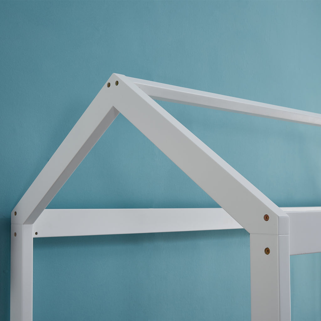 ALL 4 KIDS Layla White Wooden House Single Bed with Under Bed Storage