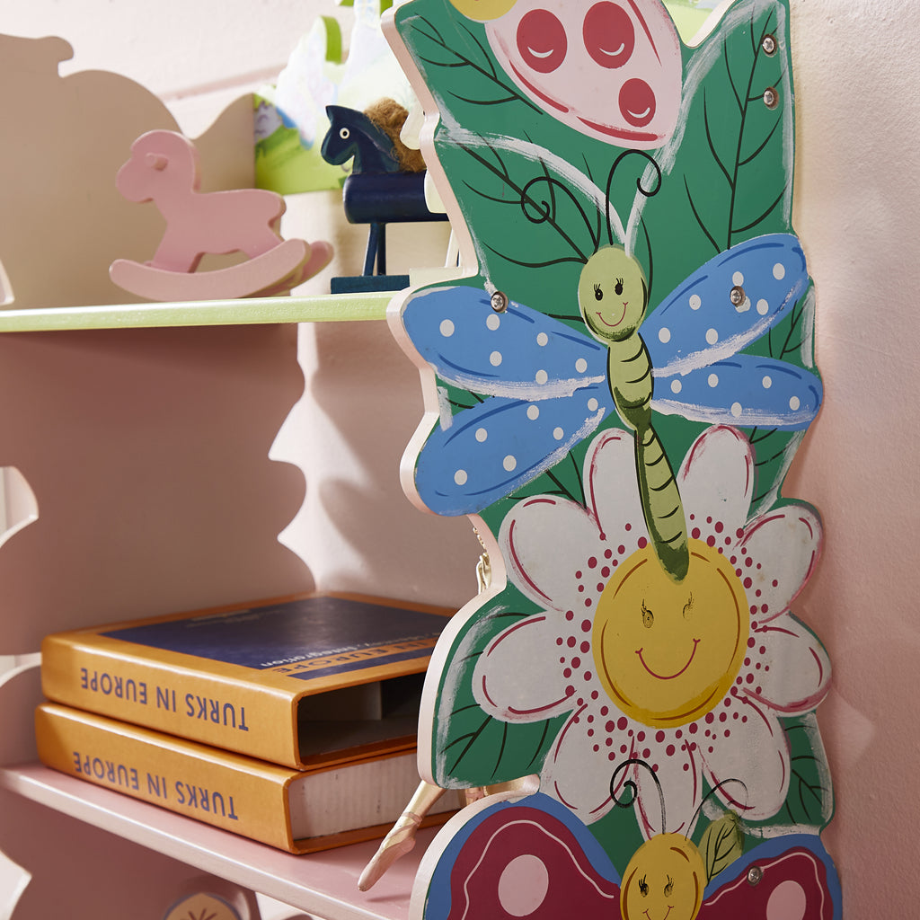 ALL 4 KIDS Olivia the Fairy Girls Hand Painted 3 Tier Flower Bookcase with Drawers