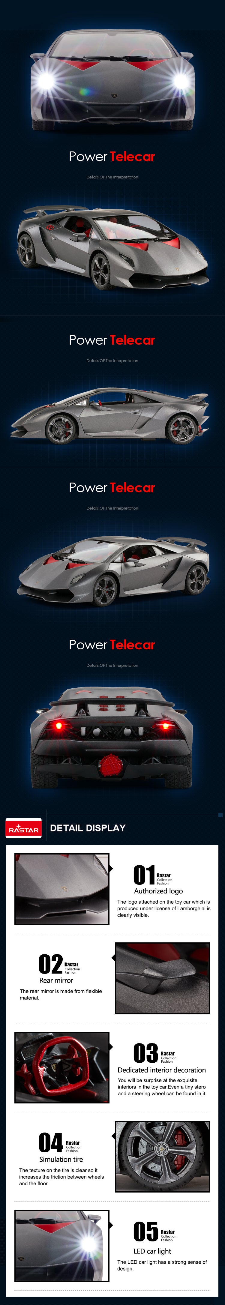 Rastar Licensed 1:14 Radio Control Car - Lamborghini Sesto Elemento