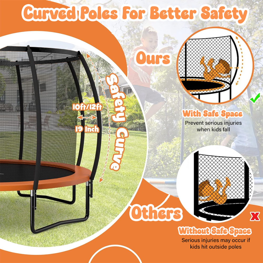 ALL 4 KIDS 12 FT Jump Zone Spring Trampoline with Basketball Board