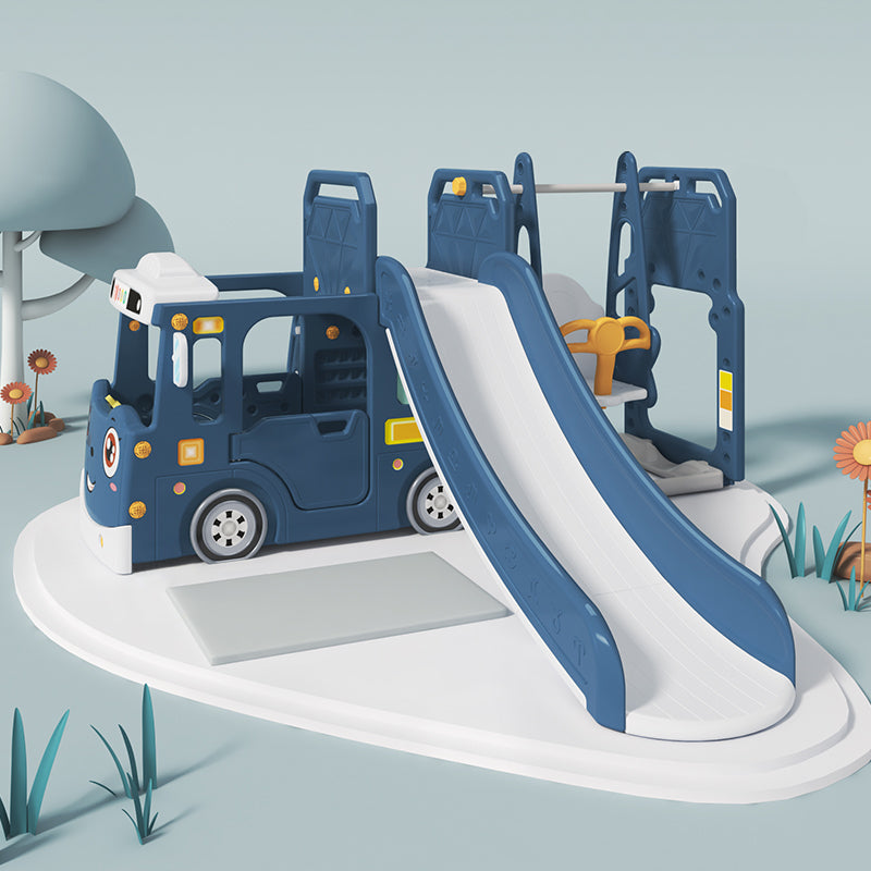 ALL 4 KIDS Lucas  Baby Slider and Swing Play Center with Bus - Blue