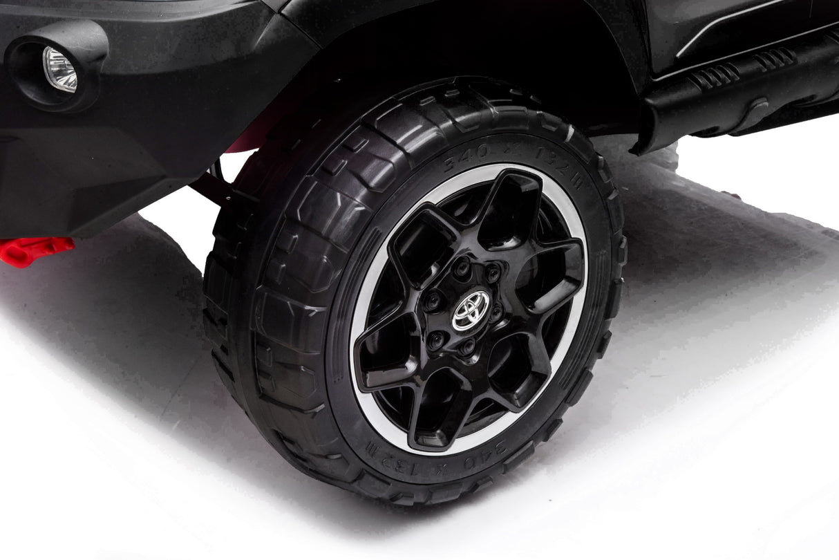 ALL 4 KIDS Licensed Double Seat Toyota Black Hilux Rugged Kids Ride On Car with RC