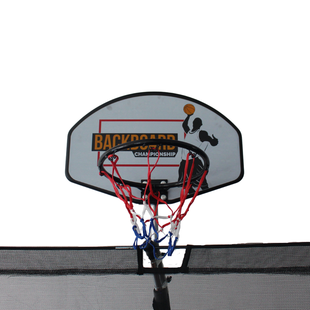 ALL 4 KIDS 8 FT Jump Zone Spring Trampoline with Basketball Board