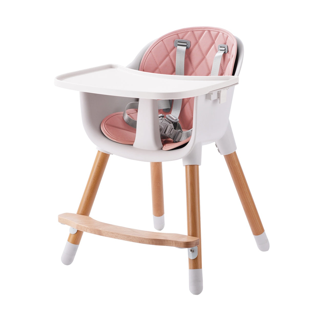 JOY BABY Amelia Pink 2-in-1 Timber Highchair