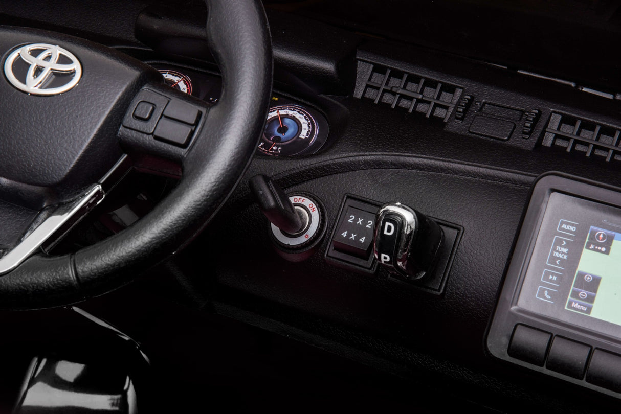 ALL 4 KIDS Licensed Double Seat Toyota Black Hilux Rugged Kids Ride On Car with RC