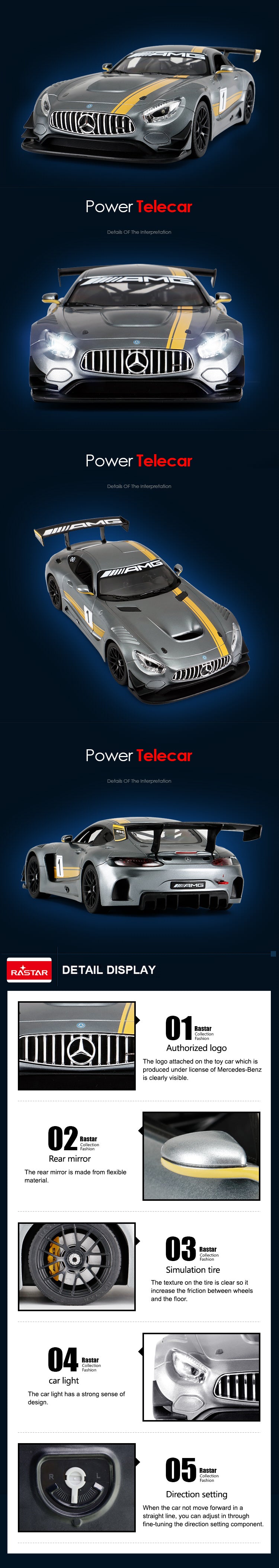 Rastar Licensed 1:14 Radio Control Car - Mercedes-Benz AMG GT3