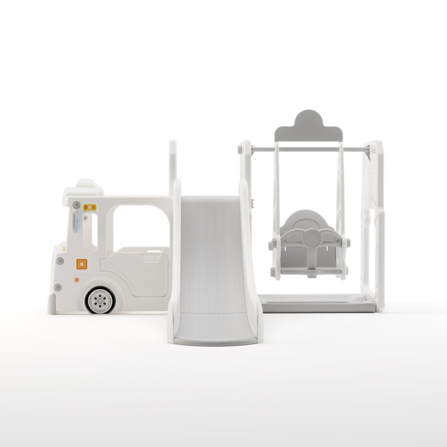 ALL 4 KIDS Lucas Baby Slider and Swing Play Center with Bus - White