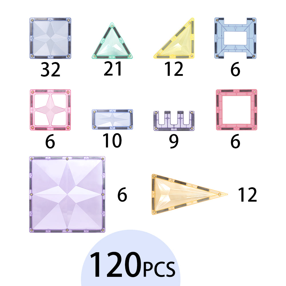 MNTL Pastel Star Magnetic Tile 120 Pcs Set
