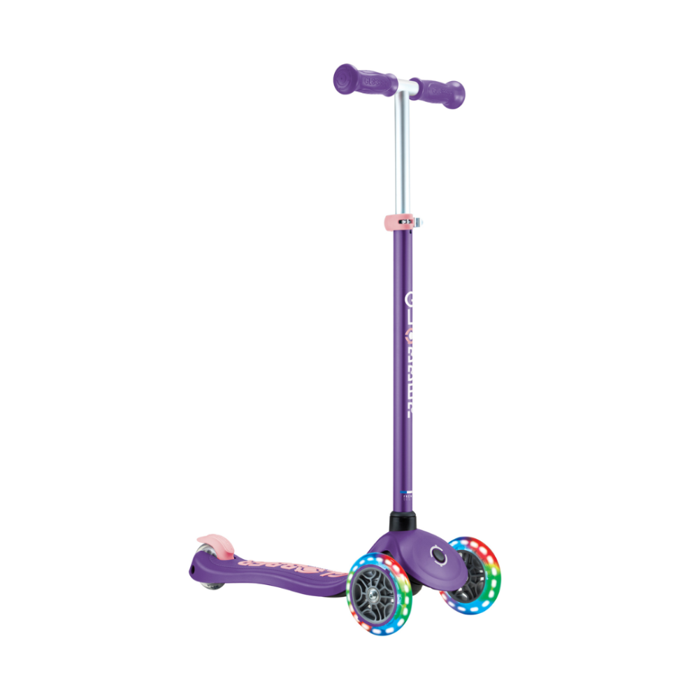 Globber Primo PLUS Scooter with Lights - Purple/ Pastel Pink
