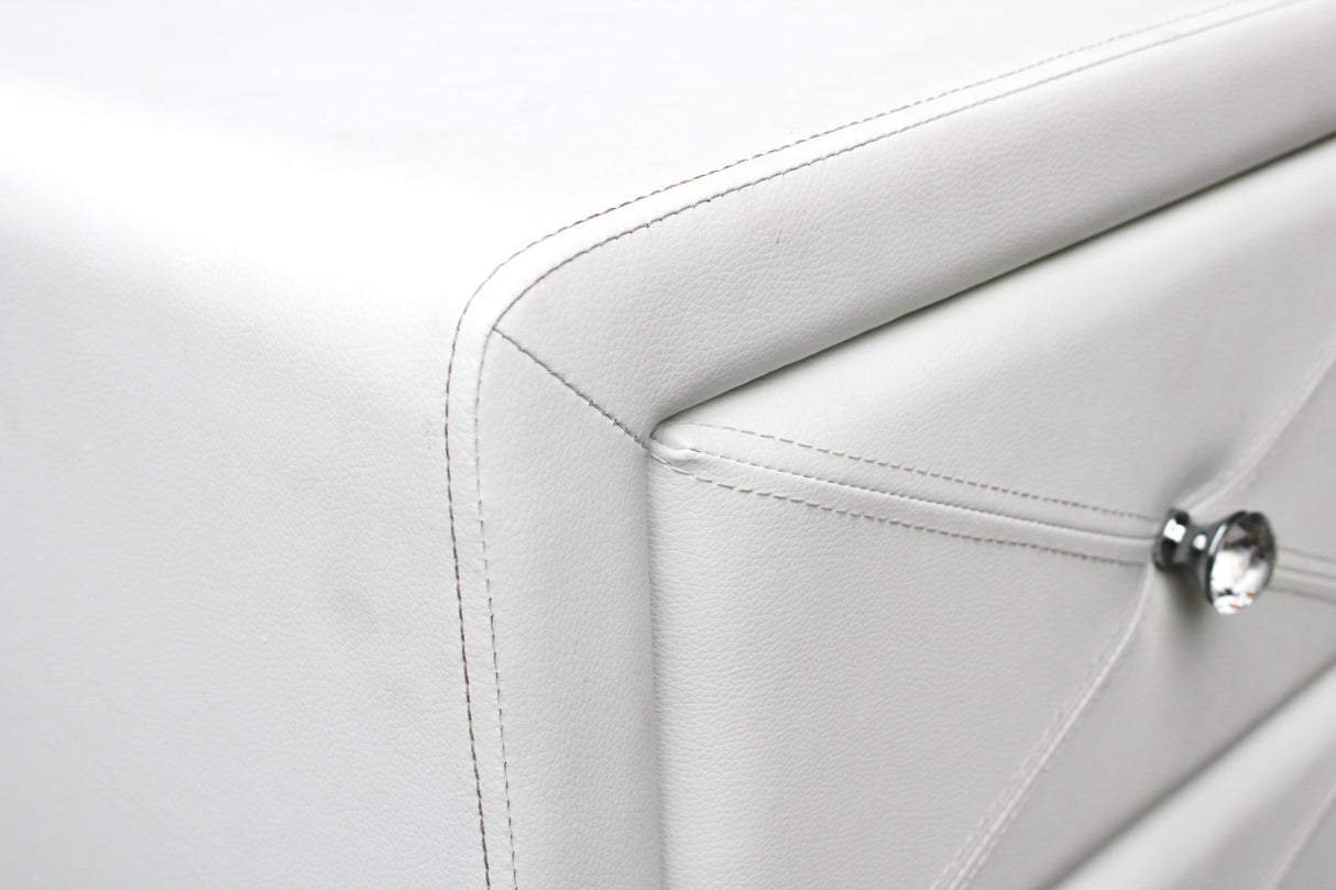 All 4 Kids Madelyn White PU Leather Bedside Table