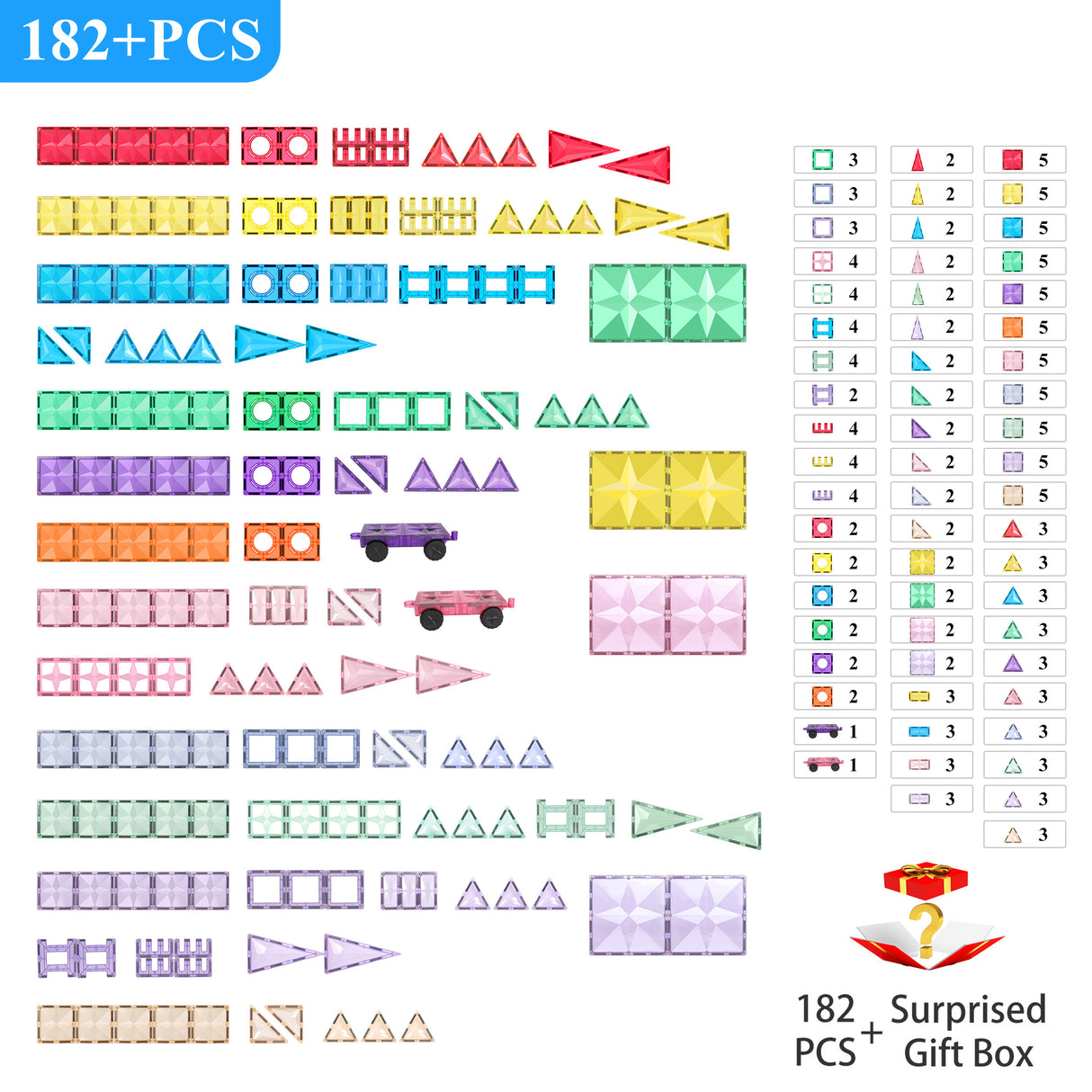 MNTL Classic Star Magnetic Tile 182 Pcs Set