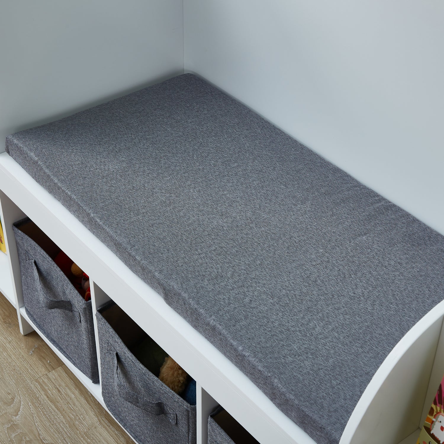 All 4 Kids Theodore White Book Case with Storage and Cushion