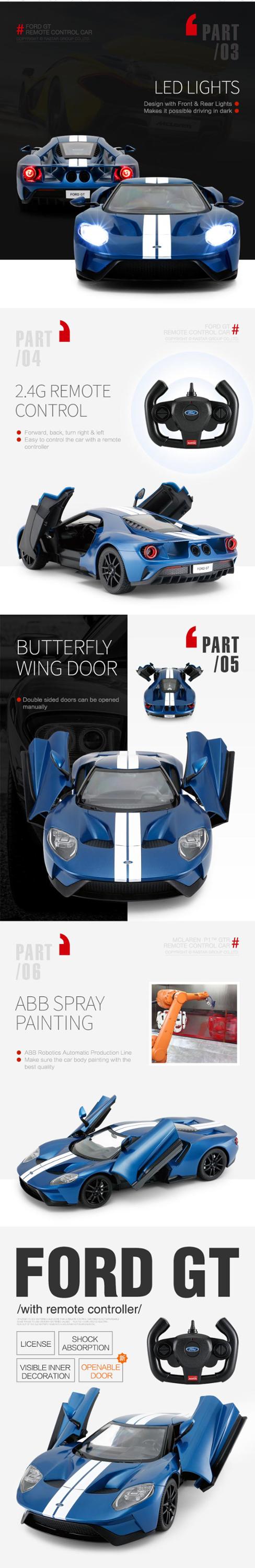 Rastar Licensed 27MHz 1:14 Radio Control Car - Ford GT