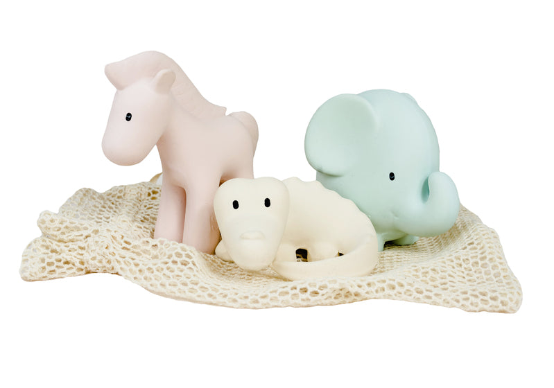 Tikiri Rubber Marshmallow Animal Teether Set
