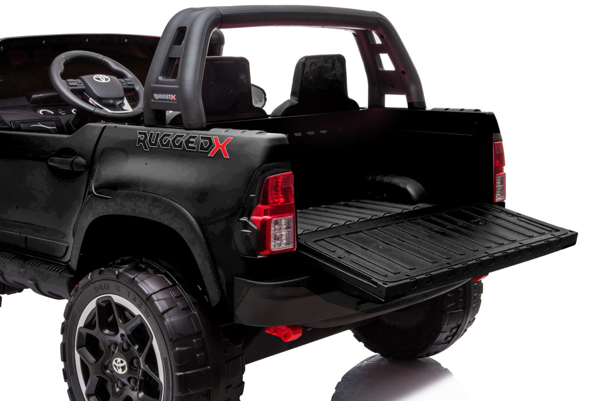 ALL 4 KIDS Licensed Double Seat Toyota Black Hilux Rugged Kids Ride On Car with RC