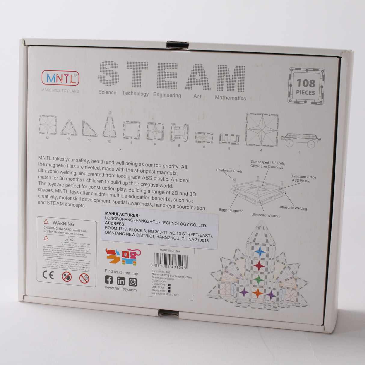 MNTL Pastal Magnetic Tile 108 Pcs