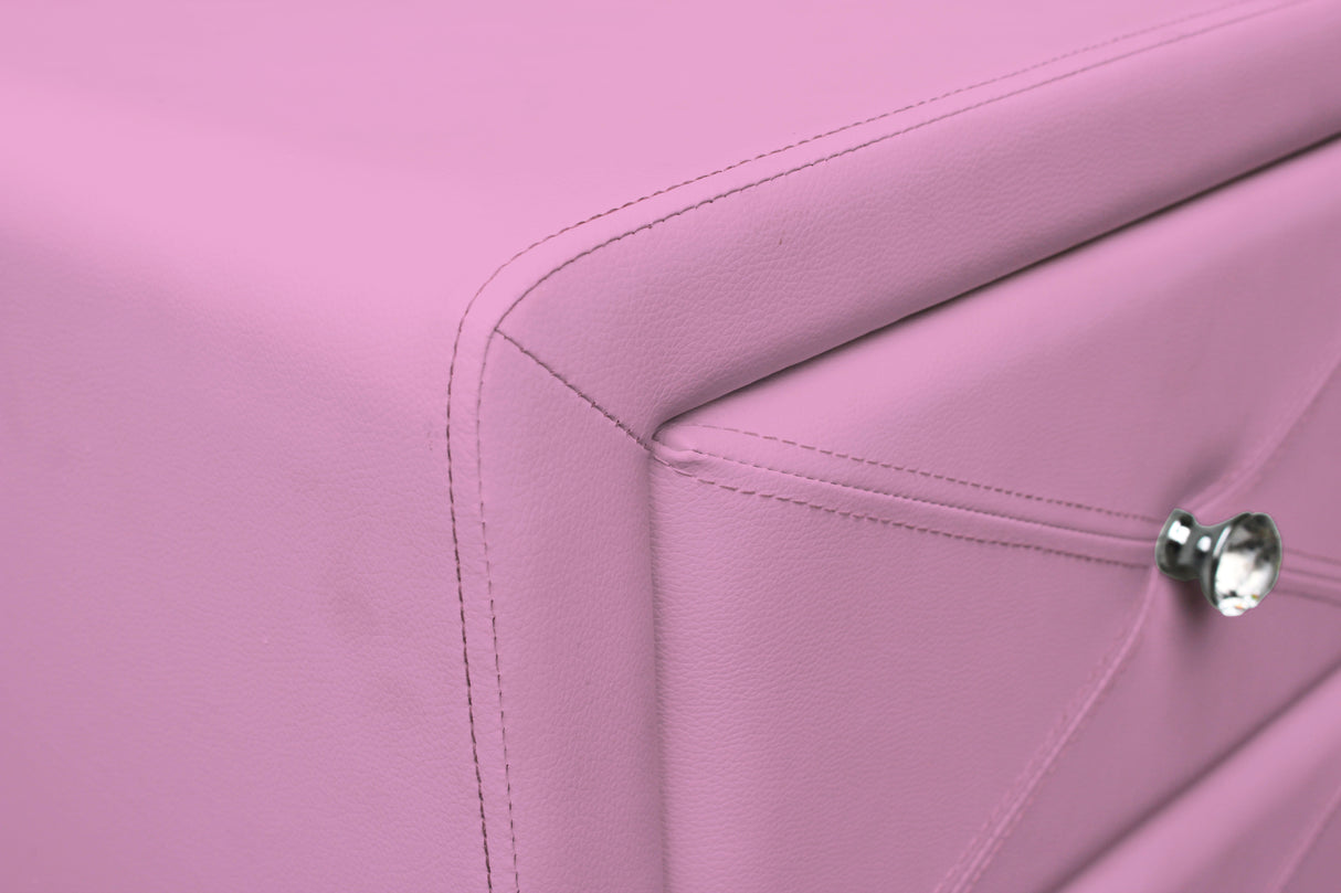 All 4 Kids Madelyn Pink PU Leather Bedside Table