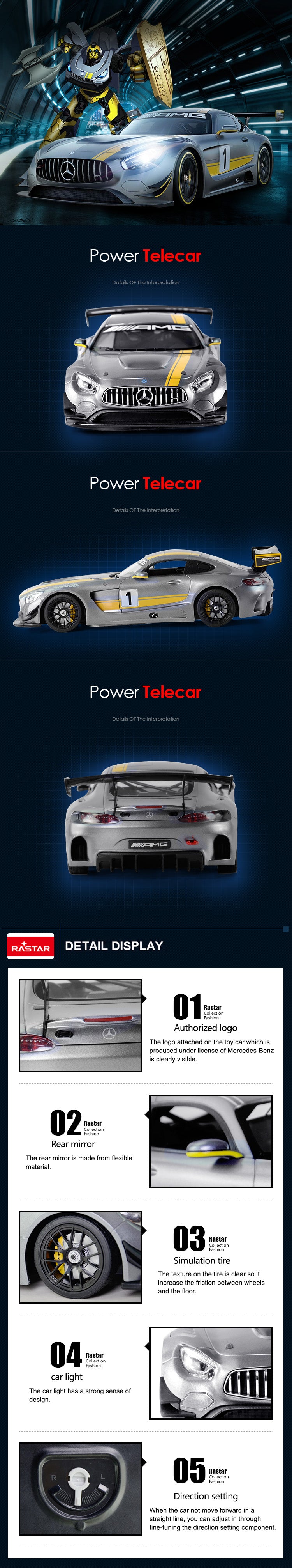 Rastar Licensed 1:14 Radio Control Car - Mercedes-Benz AMG GT3