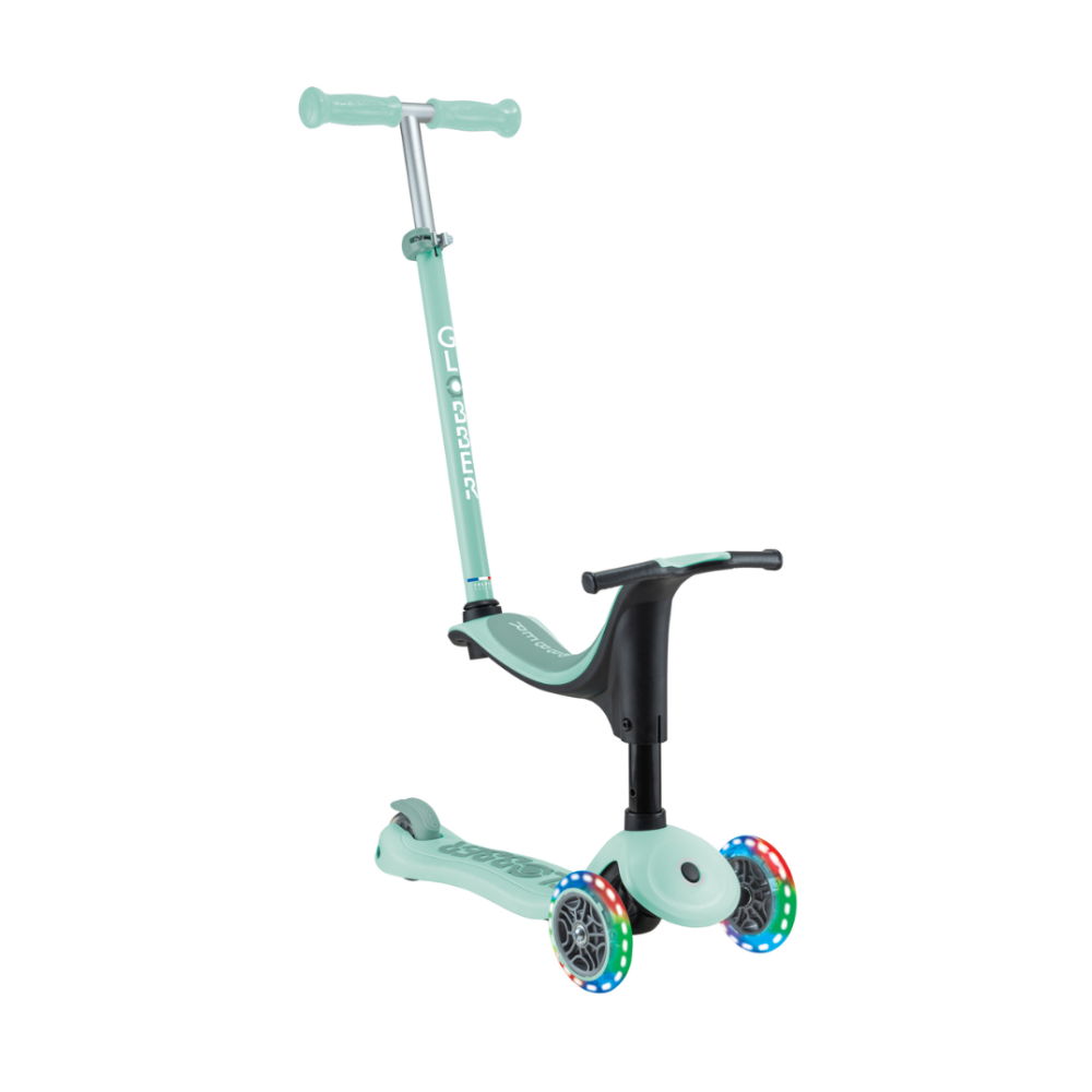 Globber Go Up Sporty Lights Convertible Scooter - Mint