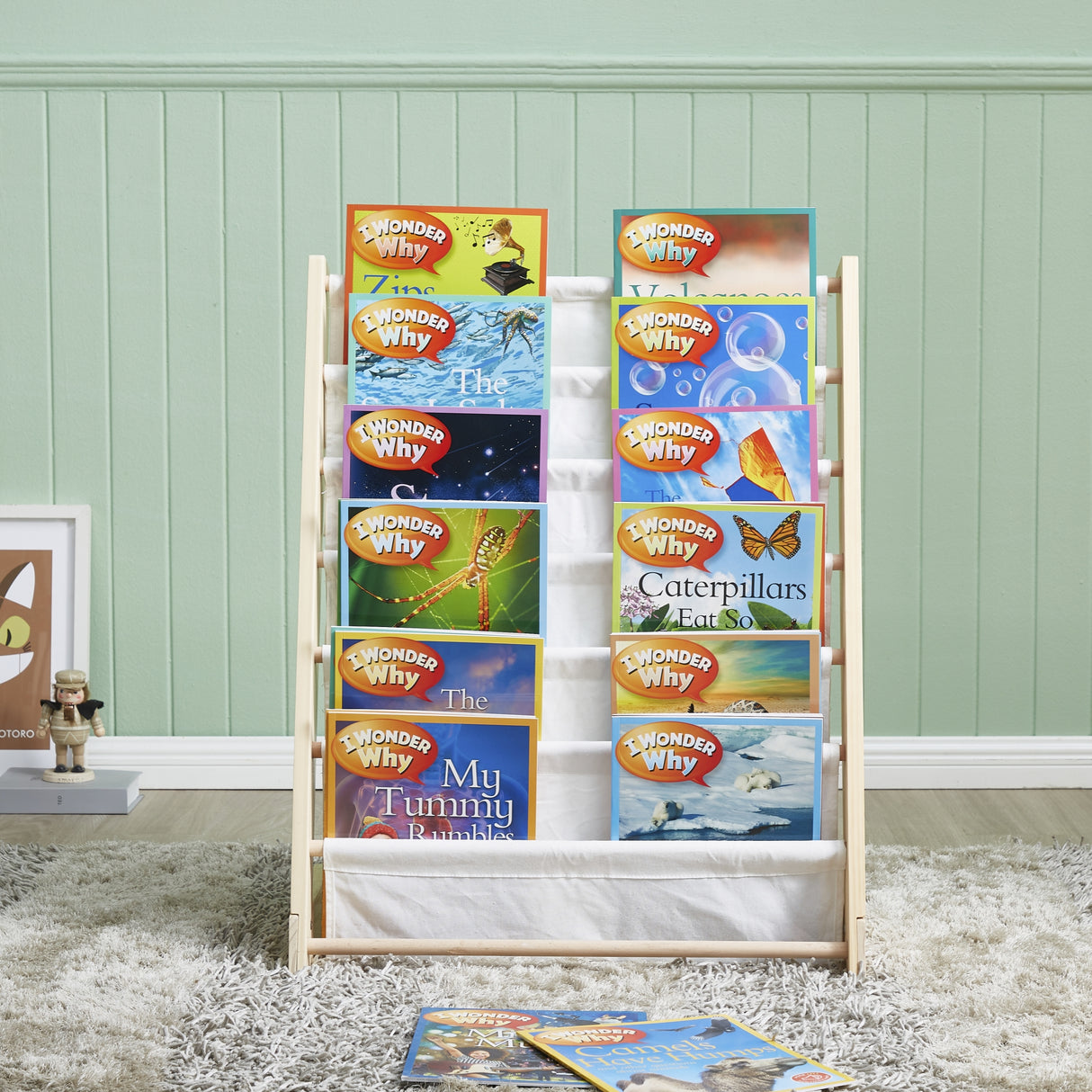 ALL 4 KIDS Henry Kids Wooden Canvas Sling Magazine Bookcase