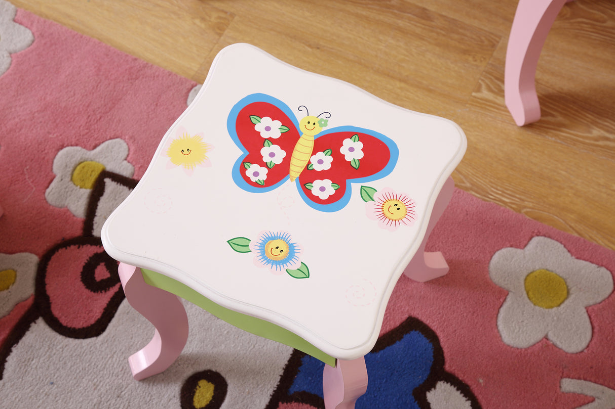 All 4 Kids Layla Girls Flower Vanity Set with Stool