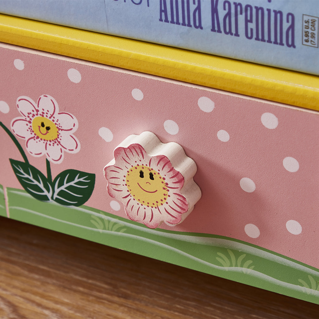 ALL 4 KIDS Olivia the Fairy Girls Hand Painted 3 Tier Flower Bookcase with Drawers