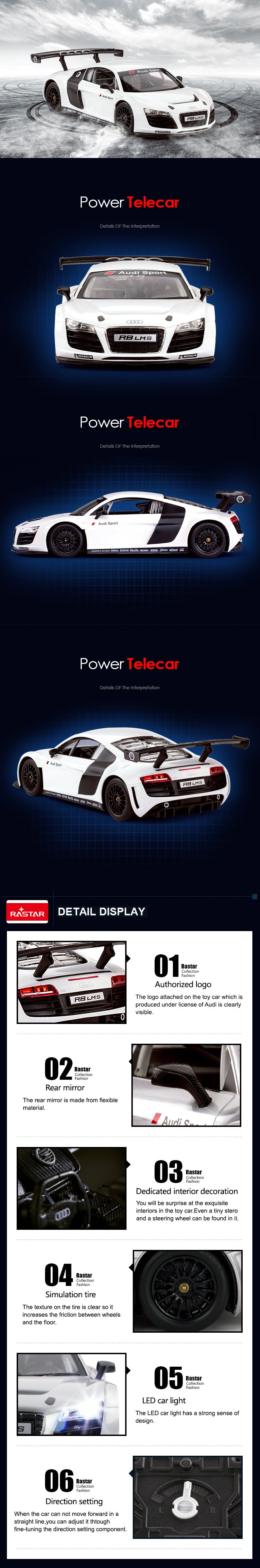 Rastar Licensed 1:14 Radio Control Car - Audi R8 LMS Performance