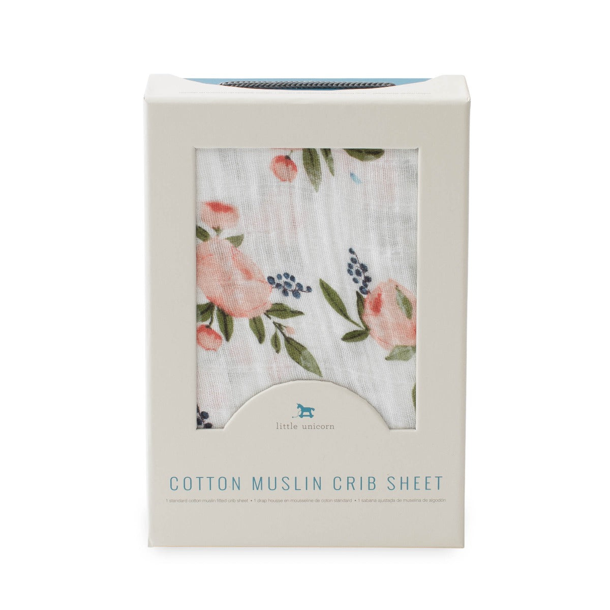 Little Unicorn Muslin Fitted Cot Sheet - Florals - Watercolour R