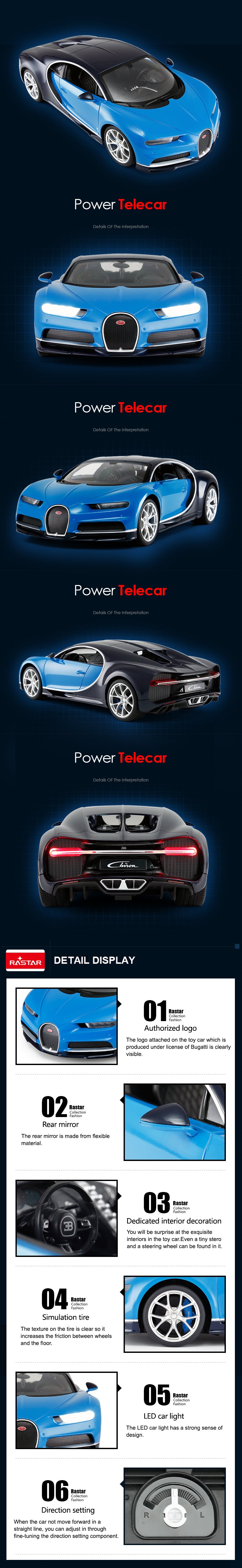 Rastar Licensed 1:14 Radio Control Car - Bugatti Chiron