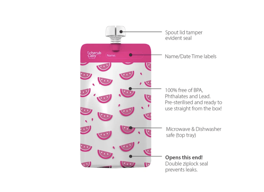 Cherub Baby On the Go Reusable Food Pouch Minis - Neon Melon & Hot Pineapple 10 pack