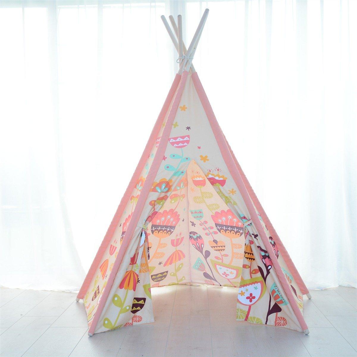 All 4 Kids Nora Large Pink Blooming Kids Teepee Tent