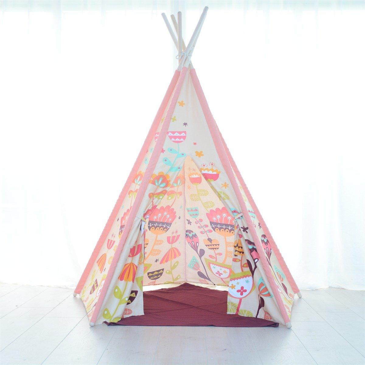 All 4 Kids Nora Large Pink Blooming Kids Teepee Tent