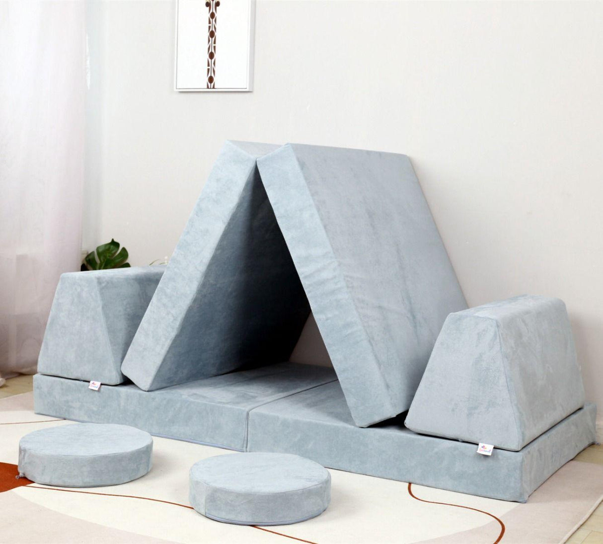 All 4 Kids Ethan 10 PCS Play Couch - Blue