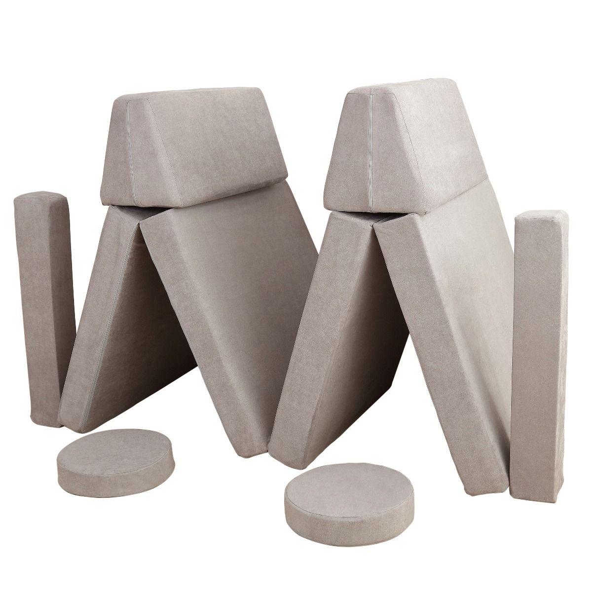 All 4 Kids Ethan 10 PCS Play Couch - Grey