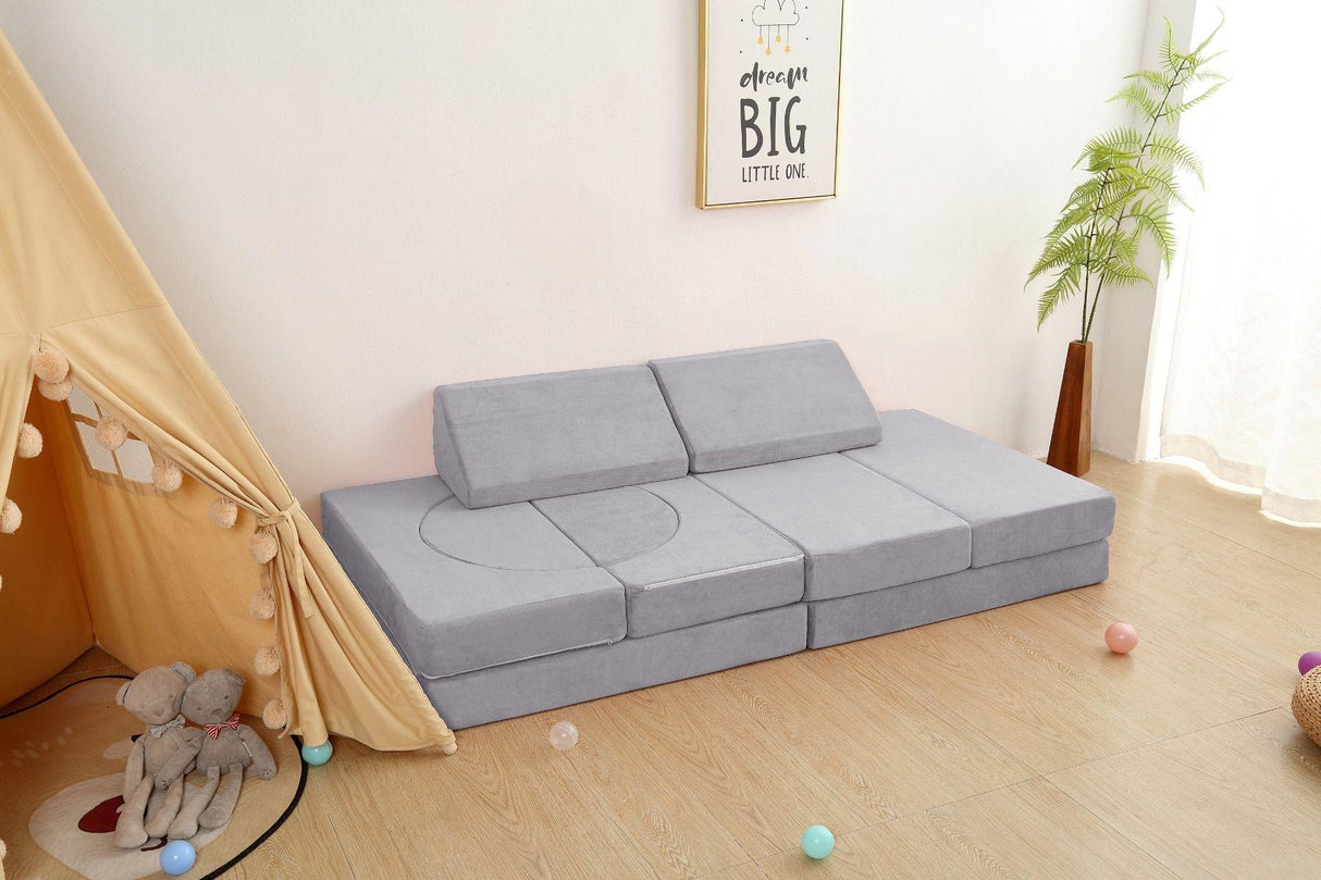 All 4 Kids Ollie 10 PCS Modular Play Couch Set - Grey