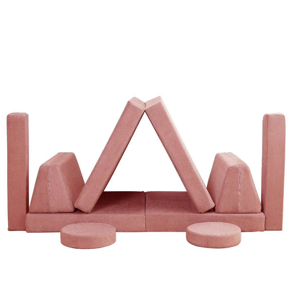 All 4 Kids Ethan 10 PCS Play Couch - Rose