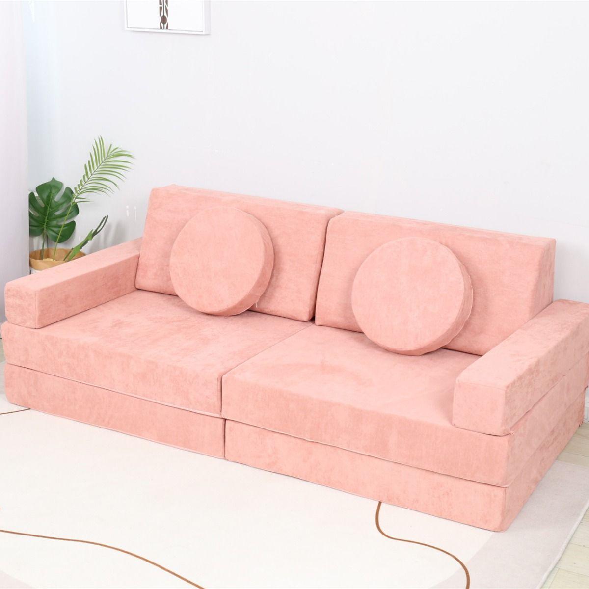 All 4 Kids Ethan 10 PCS Play Couch - Rose