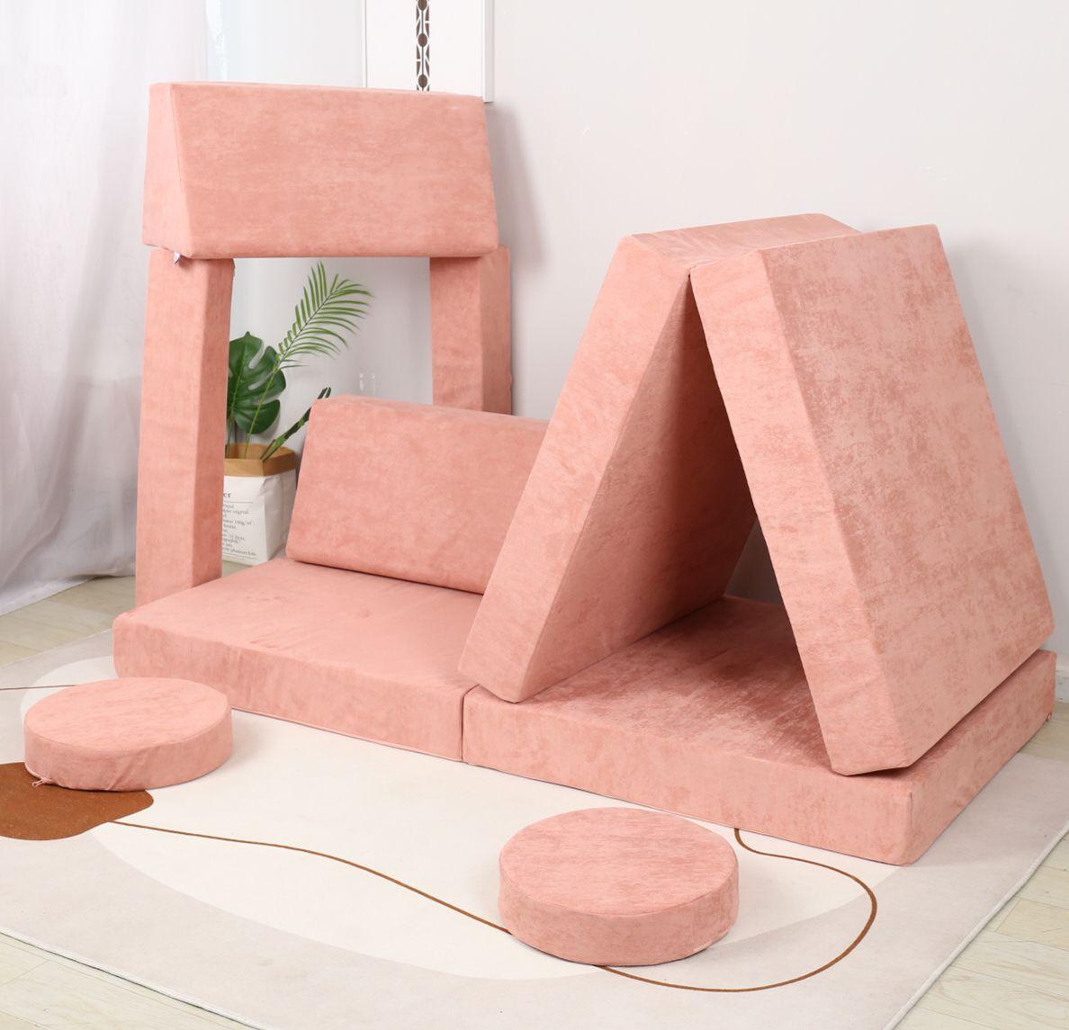 All 4 Kids Ethan 10 PCS Play Couch - Rose