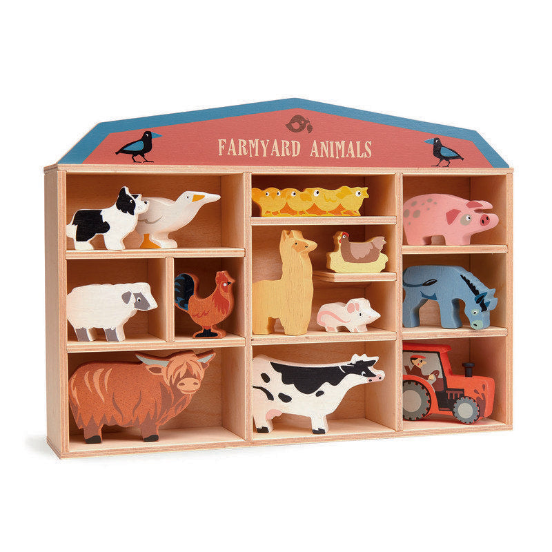 Tender Leaf Toys Wooden Farmyard Animals Display Shelf Set