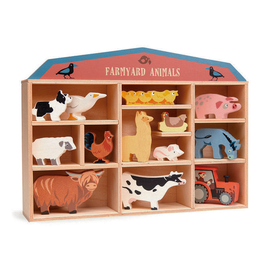 Tender Leaf Toys Wooden Farmyard Animals Display Shelf Set
