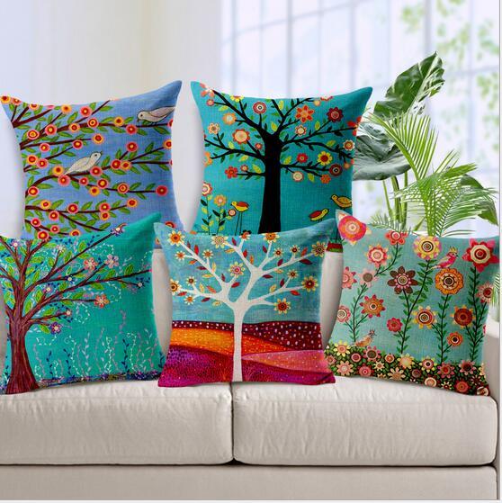 All 4 Kids 45cm Square Throw Pillow Cushion Cover - Vivid Tree