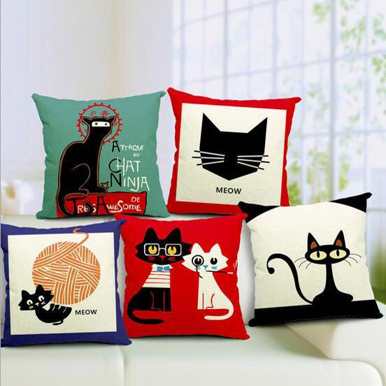 All 4 Kids 45cm Square Throw Pillow Cushion Cover - Pussy Cat