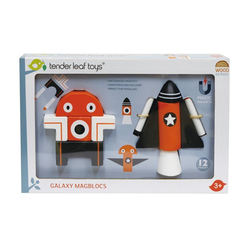 Tender Leaf Toys 12 pc Wooden Galaxy Magblocks Set