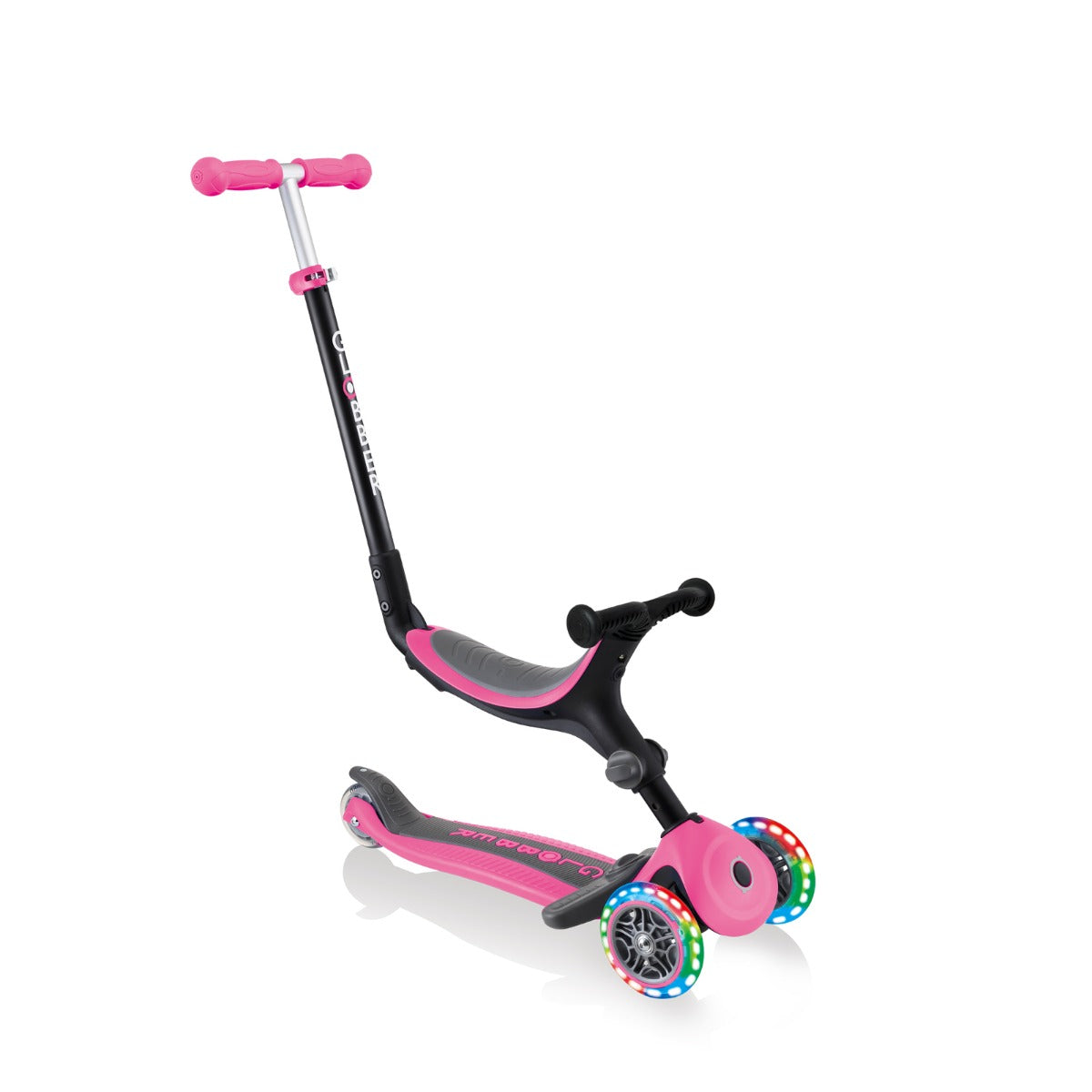 Globber Go Up Sporty Lights Convertible Scooter - Pink