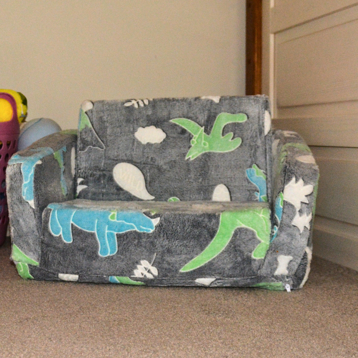 All 4 Kids Samuel The Dino Kid Couch with Storage