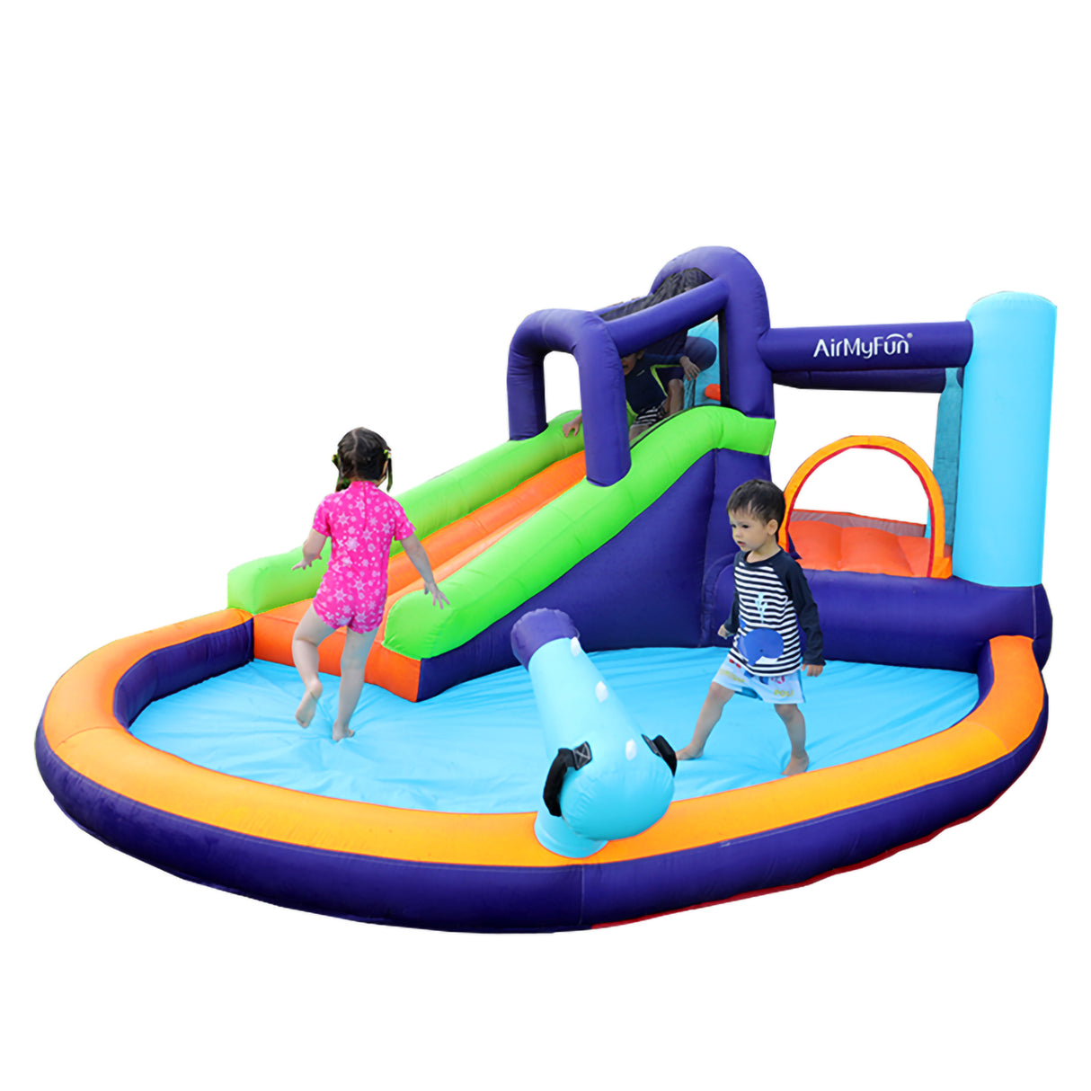 Air My Fun Purple Jumping Castle with Slide and Shooting Gun